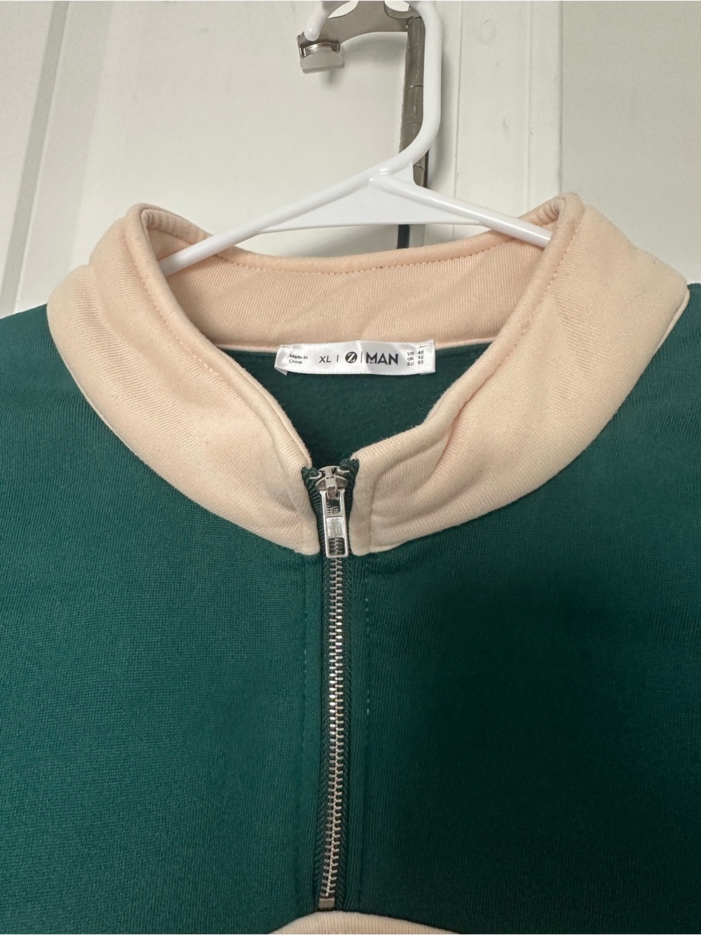 Alaska The Last Frontier Quarter Zip Sweatshirt |Green and Cream Color Block 2XL - Picture 8 of 8
